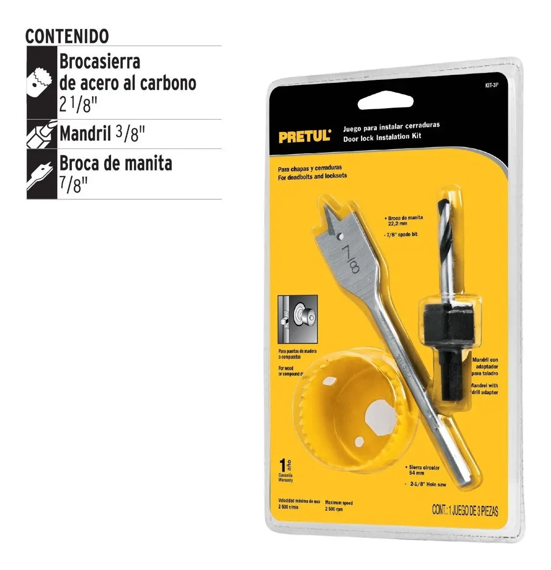 Kit 3 Cortacirculos para  instalar cerraduras en Madera