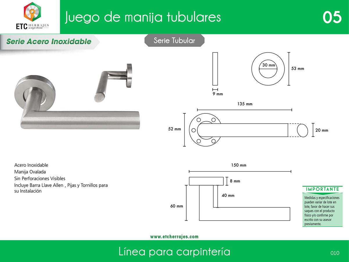 Manija ETC con Boton de Privacidad clave 05CS - Todo para el Cerrajero